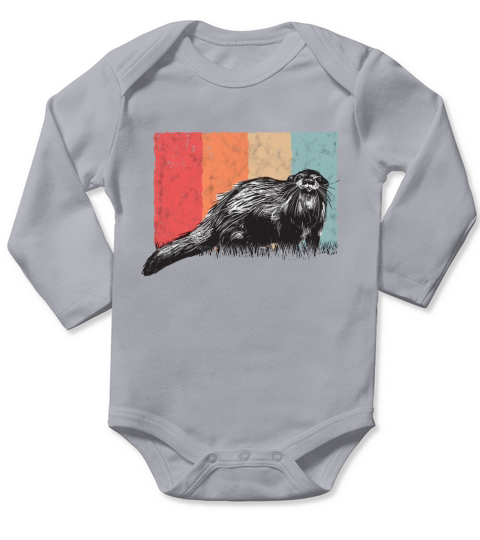 Otter Retro Vintage Sea Long Sleeve Baby One-Piece