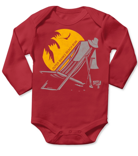 Outer Banks Beach Bum OBX Silver Vintage Long Sleeve Baby One-Piece