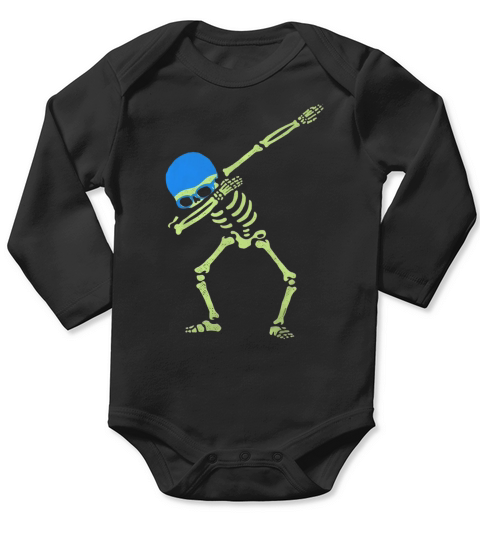 SWIMMING SKELETON DABBING Long Sleeve Baby One-Piece