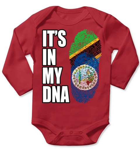 Tanzanian And Belizean Vintage Heritage DNA Flag Long Sleeve Baby One-Piece