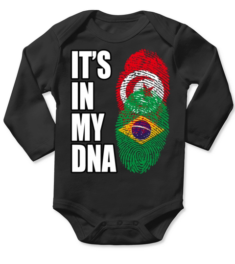 Tunisian And Brazilian Mix Heritage DNA Flag Long Sleeve Baby One-Piece