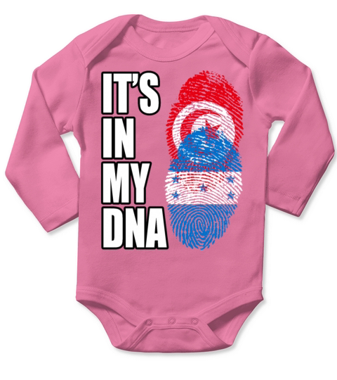 Tunisian And Honduran Mix Heritage DNA Flag Long Sleeve Baby One-Piece