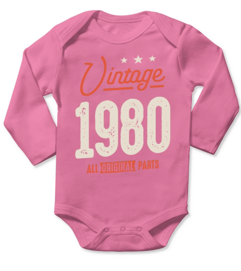 Vintage Born in 1980 - 42nd Birthday Retro Long Sleeve Baby One-Piece