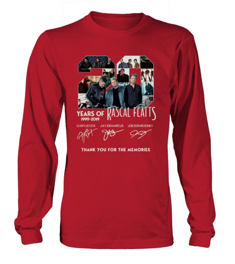 20 Years of Rascal Flatts 1999-2019 thank you for the memories shirt Long sleeved Unisex
