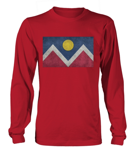 Denver City Flag T-Shirt with vintage grungy textures Long sleeved Unisex
