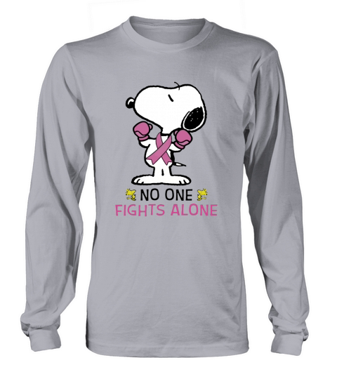 Snoopy no one fights alone Breast Cancer Awareness shirt Long sleeved Unisex