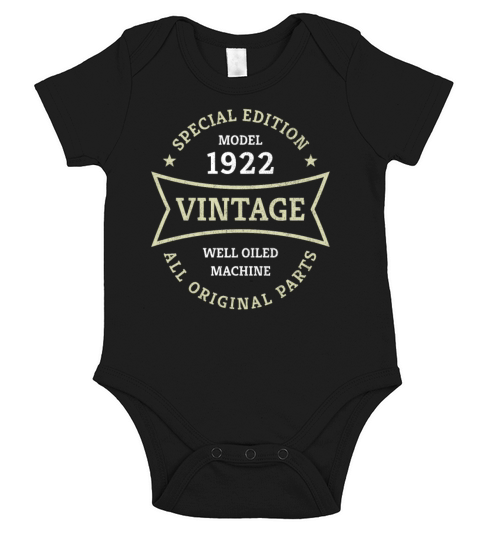 100th Birthday Gift Born 1922 Vintage 100 Year Old Short Sleeve Baby One-Piece