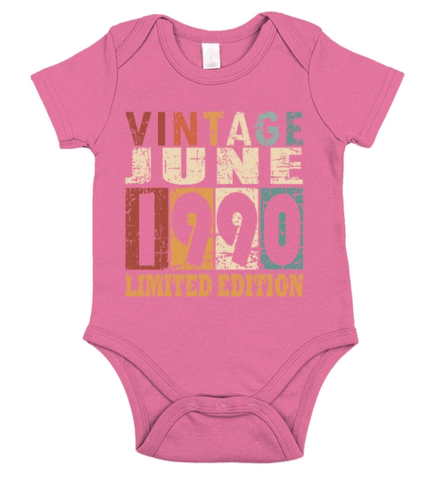 1990 vintage born in June gift Short Sleeve Baby One-Piece