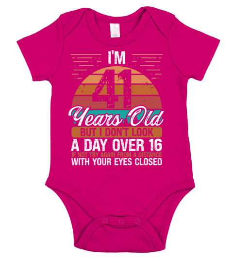 41 Birthday Day over 16 Vintage 41 Years Old Short Sleeve Baby One-Piece