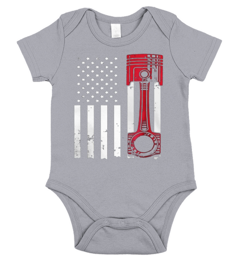American Flag Piston Muscle Car Short Sleeve Baby One-Piece