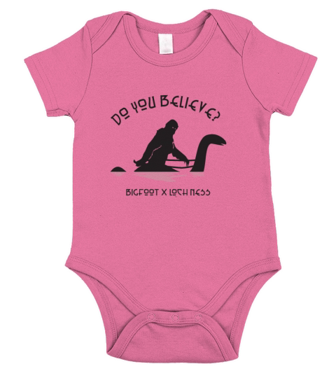Bigfoot Riding on Nessie Lochness Believe Short Sleeve Baby One-Piece