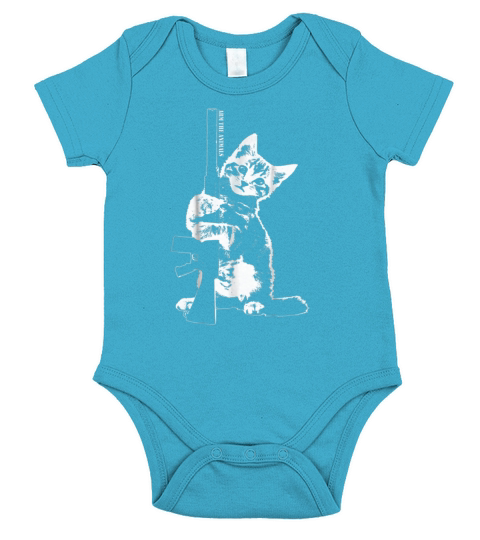 Cat With Machine Gun (Cat Rescue) Short Sleeve Baby One-Piece