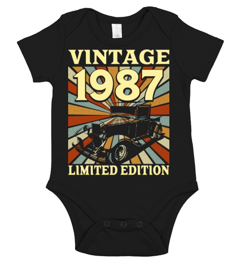 Classic And Old Car 1987 Vintage 35th Birthday Short Sleeve Baby One-Piece