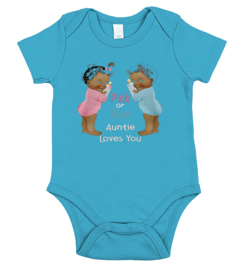 Cute Ethnic Babies Pink or Blue Auntie Loves You T-Shirts Short Sleeve Baby One-Piece