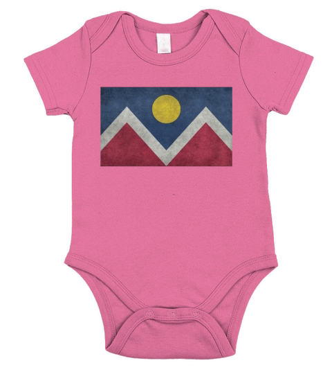 Denver City Flag T-Shirt with vintage grungy textures Short Sleeve Baby One-Piece