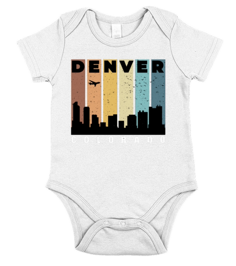 Denver city skyline colorado Vintage color usa Short Sleeve Baby One-Piece