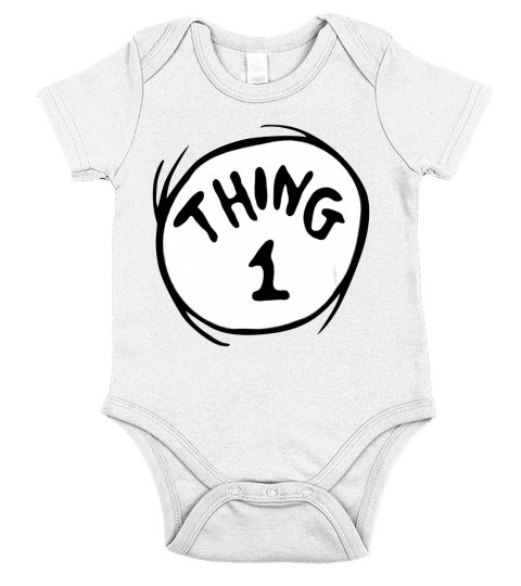 Dr Seuss Thing 1 Emblem RED Short Sleeve Baby One-Piece