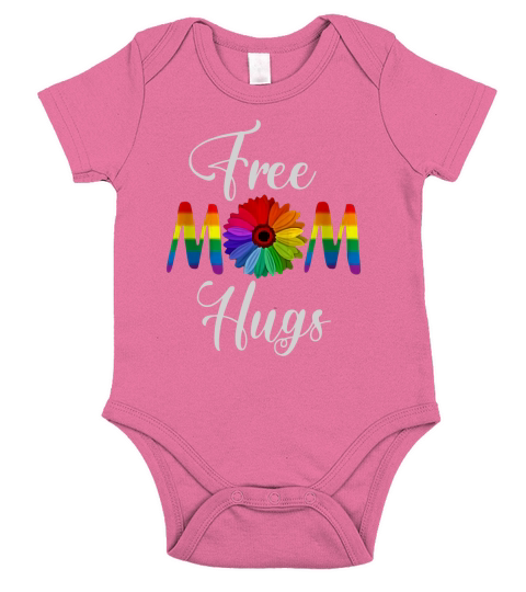 Free Mom Hugs Pride Rainbow Flower Shirt Short Sleeve Baby One-Piece