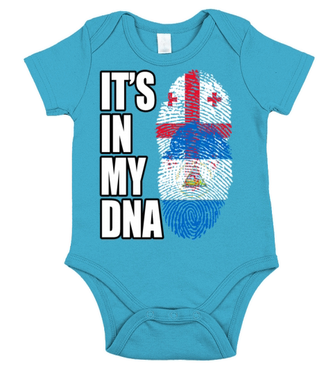 Georgian And Nicaraguan Mix Heritage DNA Flag Short Sleeve Baby One-Piece