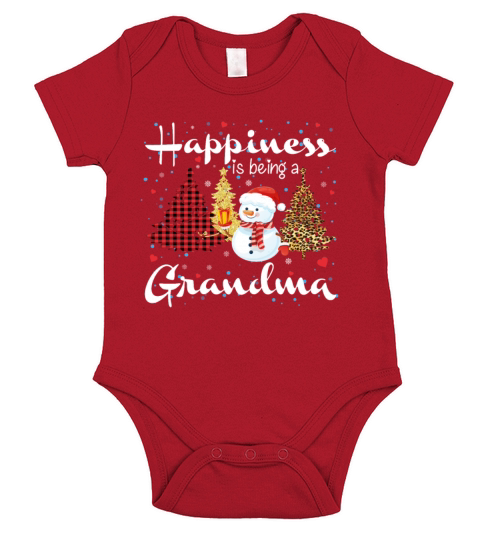Happiness Grandma Cute Snowman Christmas Short Sleeve Baby One-Piece