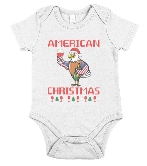 Have Yourself An American Christmas Funny Eagle Short Sleeve Baby One-Piece