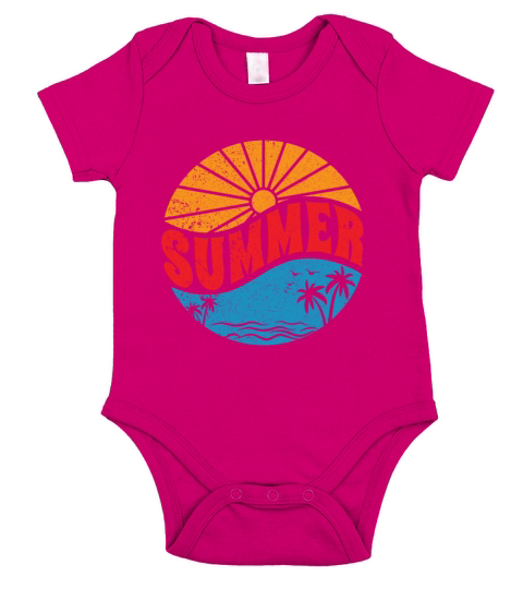 hello summer retro vintage gift for dad our mom Short Sleeve Baby One-Piece