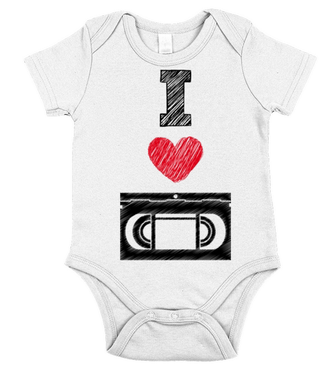 I Heart VHS Love Movie Video Style Short Sleeve Baby One-Piece
