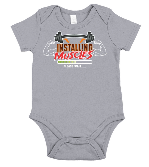 Installing Muscles Please Wait Weightlifting Short Sleeve Baby One-Piece