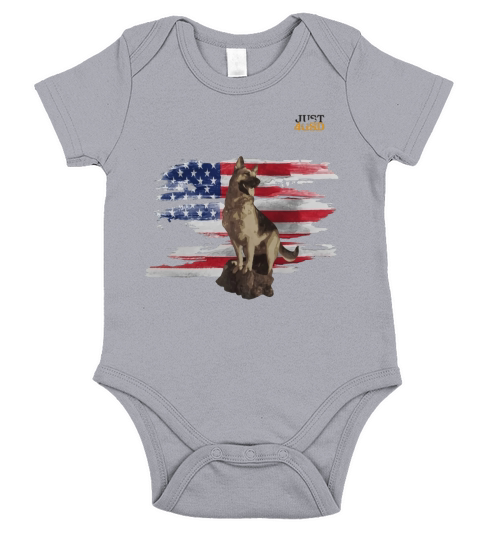 Just4GSD German Shepherd American Flag Short Sleeve Baby One-Piece