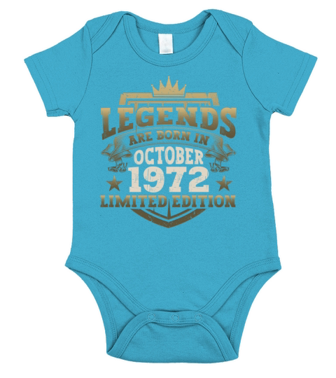 Legends Vintage October 1972 50th Birthday Gift Short Sleeve Baby One-Piece