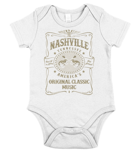 Nashville Music City Usa Vintage Short Sleeve Baby One-Piece