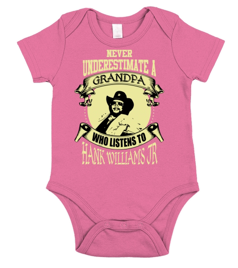 Never Underestimate A Grandpa Who Listens To Hank Williams Jr Short Sleeve Baby One-Piece