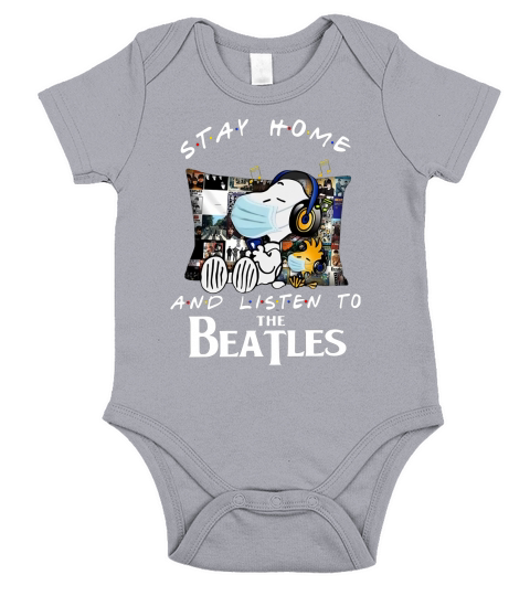 Snoopy And Woodstock Stay Home And Listen To The Beatles Shirt Short Sleeve Baby One-Piece
