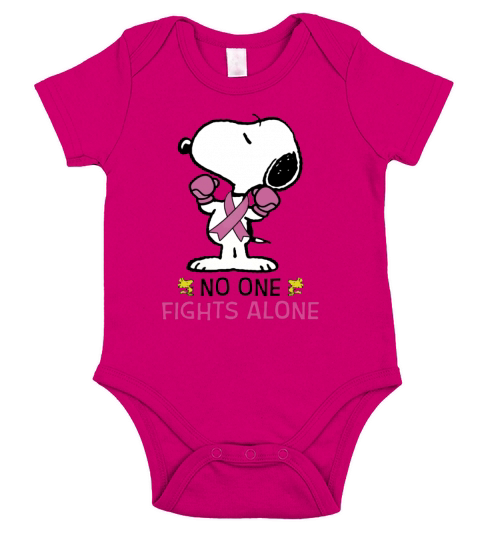 Snoopy no one fights alone Breast Cancer Awareness shirt Short Sleeve Baby One-Piece