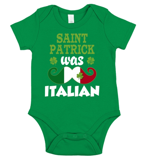 st patrick was italian funny mustache italy flag t shirt v43 Black Short Sleeve Baby One-Piece
