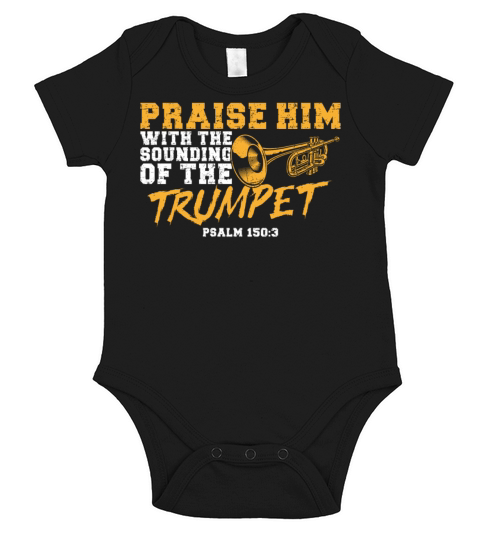 Trumpet Player Vintage Praise Him Short Sleeve Baby One-Piece