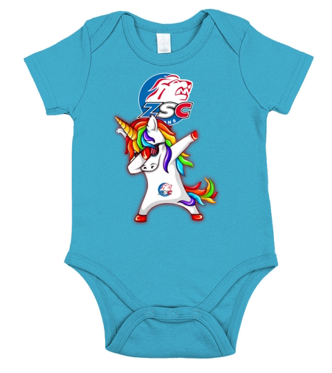 Unicorn dabbing and ZSC lions Short Sleeve Baby One-Piece