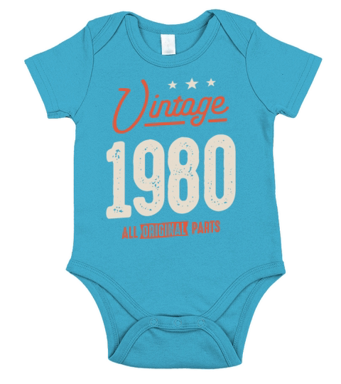 Vintage Born in 1980 - 42nd Birthday Retro Short Sleeve Baby One-Piece
