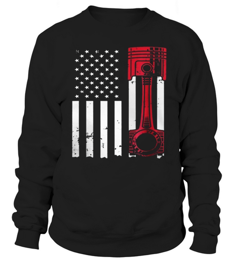 American Flag Piston Muscle Car Sweatshirt Unisex