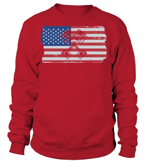 Car Enthusiast American Flag Piston Sweatshirt Unisex
