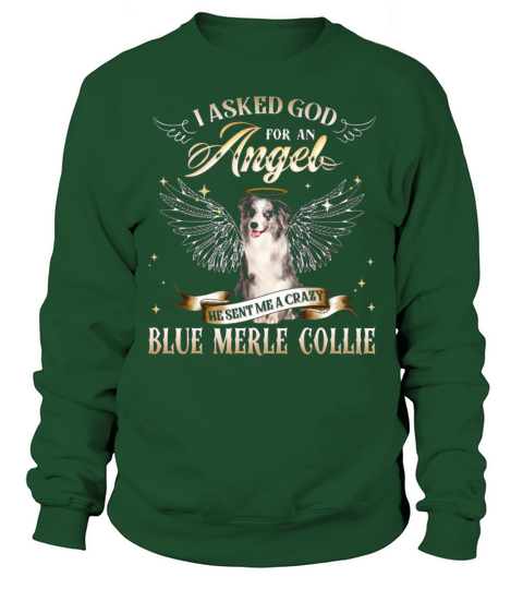I Asked God  He Sent Me A Crazy Blue Merle Collie Sweatshirt Unisex