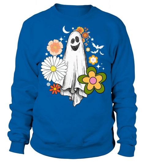 Vintage Floral Ghost Cute Halloween Costume Funny Sweatshirt Unisex