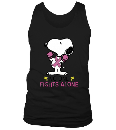 Snoopy no one fights alone Breast Cancer Awareness shirt Tank Top Unisex
