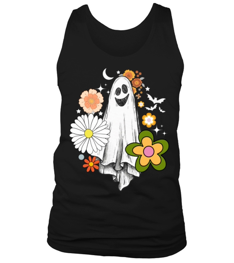 Vintage Floral Ghost Cute Halloween Costume Funny Tank Top Unisex