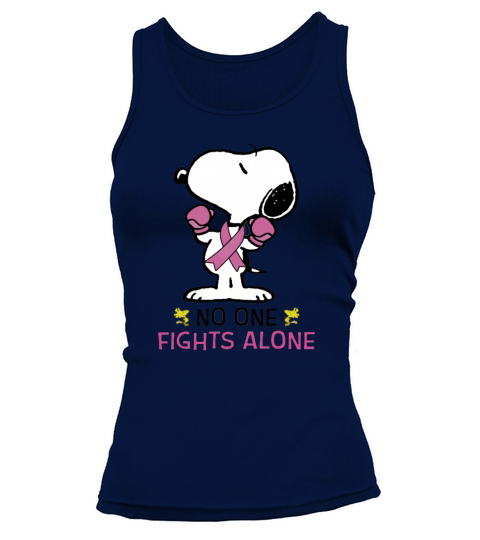 Snoopy no one fights alone Breast Cancer Awareness shirt Tank top Woman