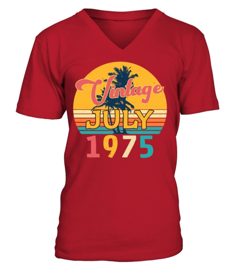 1975 July Vintage With Palm Trees V-Neck T-shirt