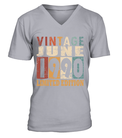 1990 vintage born in June gift V-Neck T-shirt