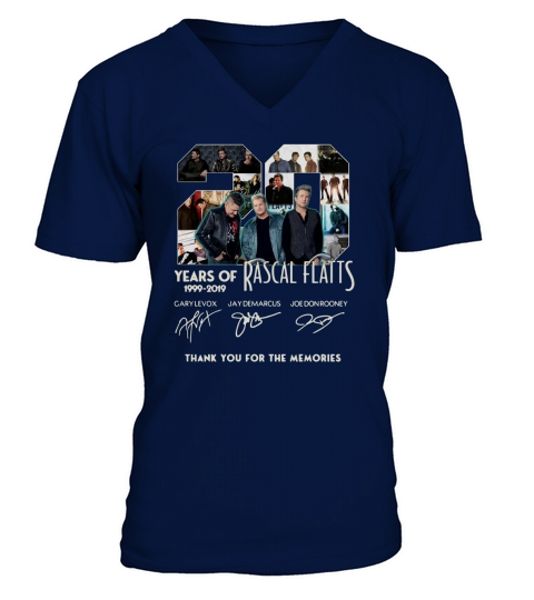 20 Years of Rascal Flatts 1999-2019 thank you for the memories shirt V-Neck T-shirt