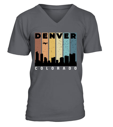 Denver city skyline colorado Vintage color usa V-Neck T-shirt