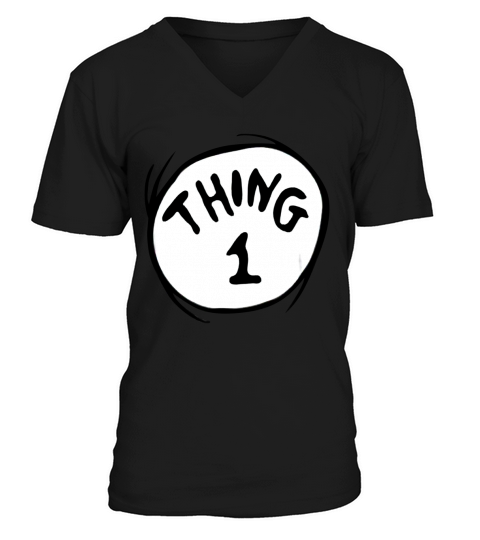 Dr Seuss Thing 1 Emblem RED V-Neck T-shirt